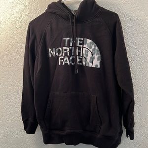 Black North Face hoodie with Leopard print